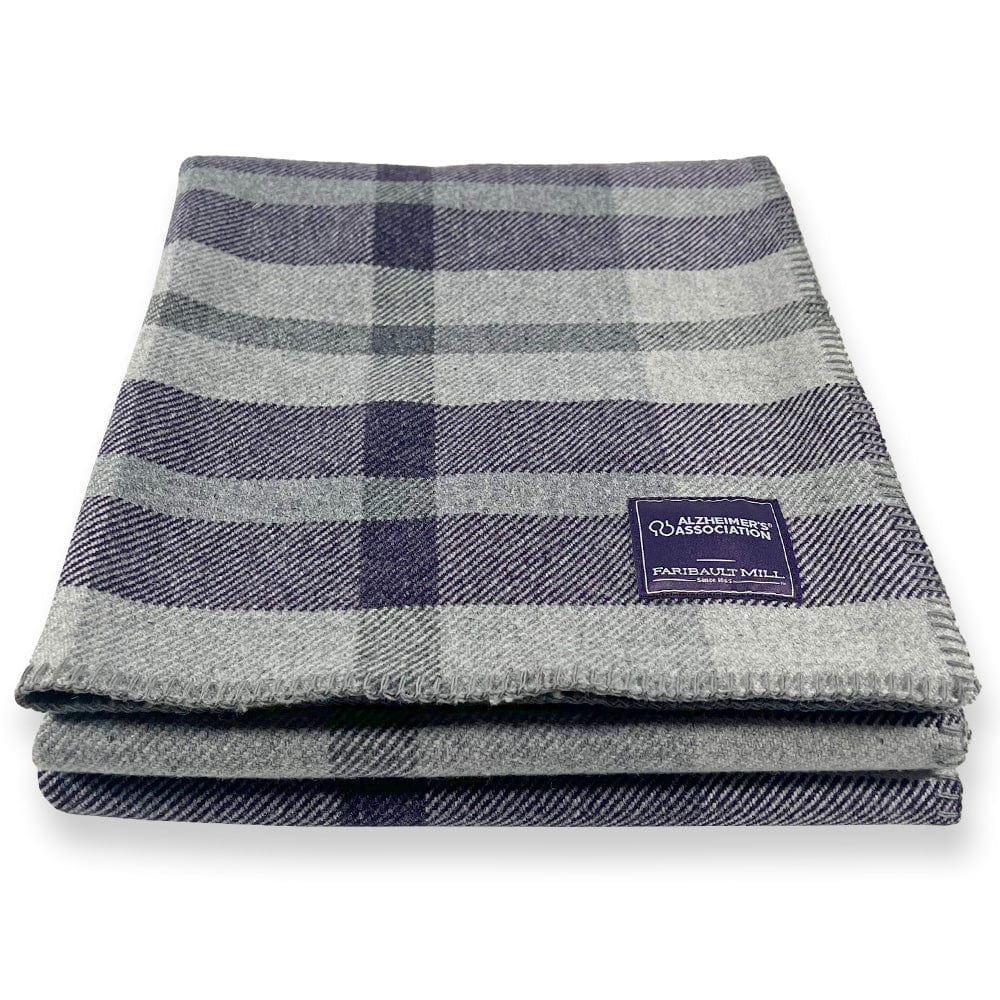 Northfield Plaid Alzheimer's Purple Wool Throw Blanket active Current Full Price group-gallery machine washable Patterns & Plaids personalization
