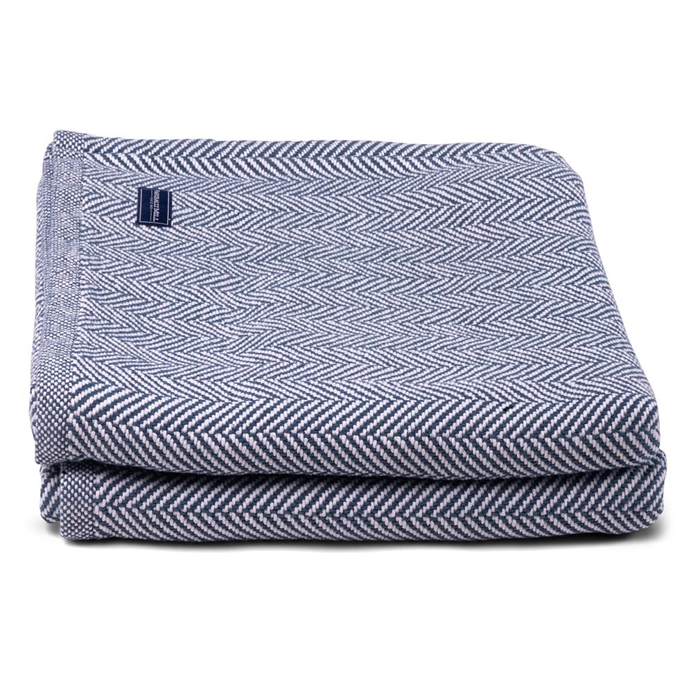 Penobscot Cotton Blanket - Indigo active Current Full Full Price group-gallery Herringbone King machine washable New Lower Price Patterns & Plaids Penobscot Cotton Blanket personalization Queen Twin