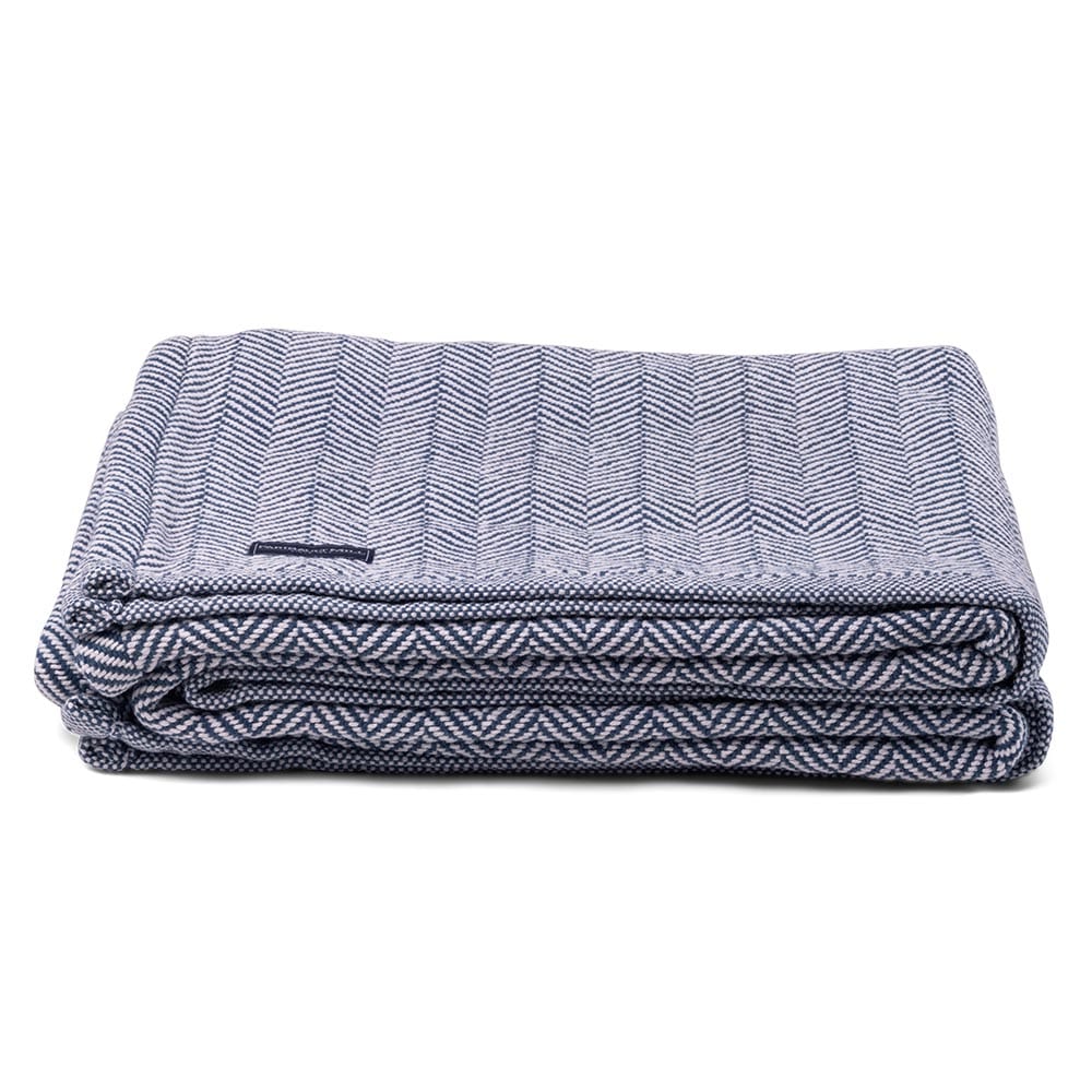 Penobscot Cotton Blanket - Indigo active Current Full Full Price group-gallery Herringbone King machine washable New Lower Price Patterns & Plaids Penobscot Cotton Blanket personalization Queen Twin