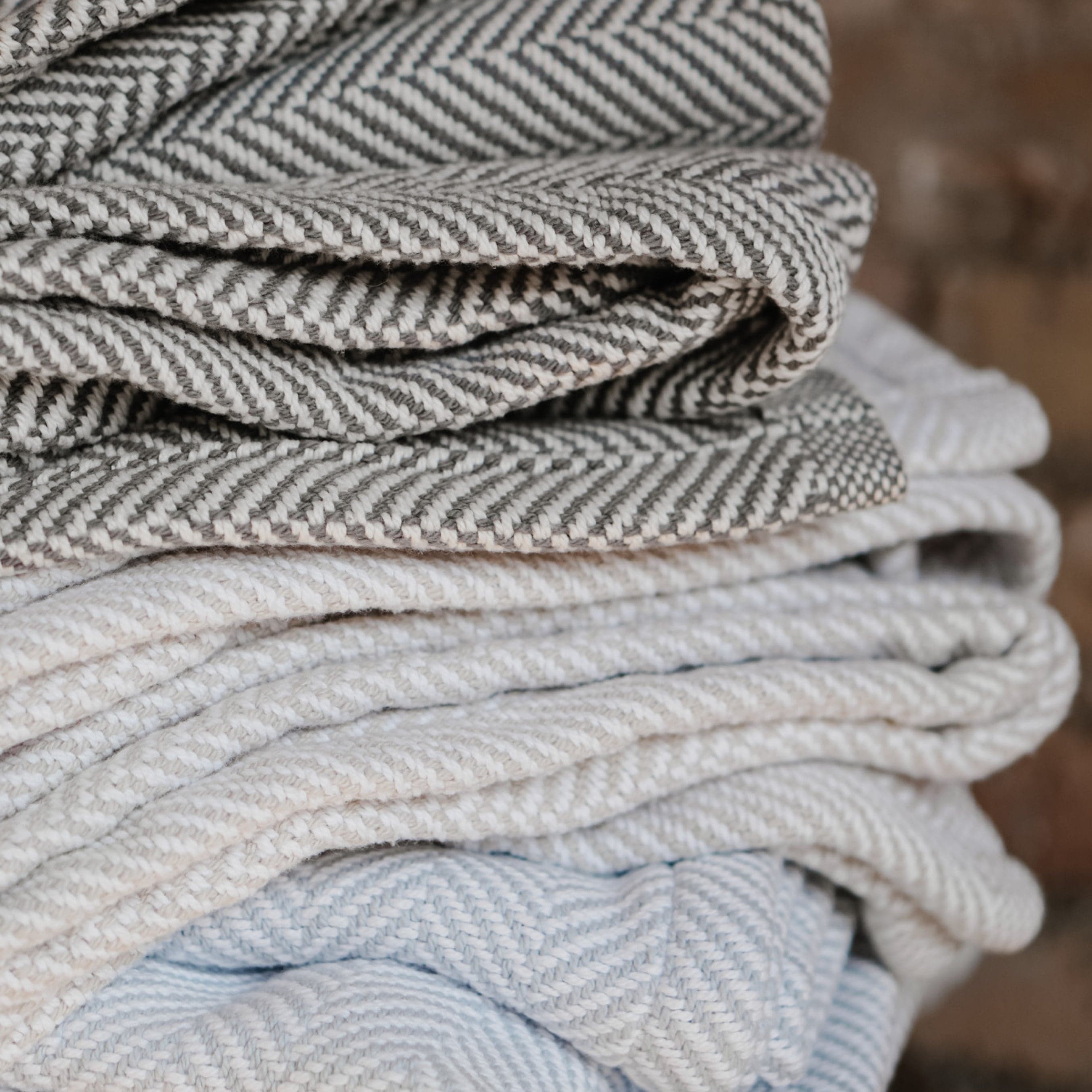 Penobscot Cotton Blanket - Stone active Current Full Full Price group-gallery Herringbone King machine washable New Lower Price Patterns & Plaids Penobscot Cotton Blanket personalization Queen Twin