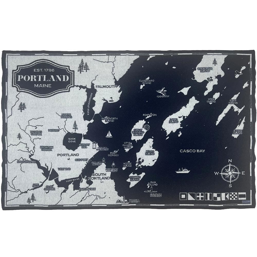 Portland Maine Map Wool Throw Blanket Portland active Current Dry clean or hand wash Lakes & Maps