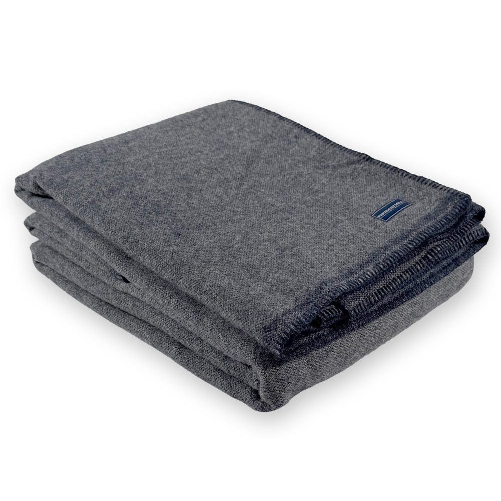 Limited Edition Pure & Simple Wool Blanket - Heather Gray/Navy Queen active Current group-gallery machine washable Queen Stripes
