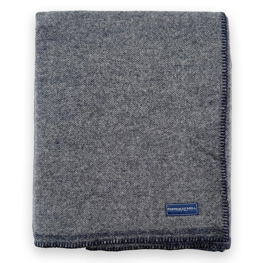 Limited Edition Pure & Simple Wool Blanket - Heather Gray/Navy active Current group-gallery machine washable Queen Stripes