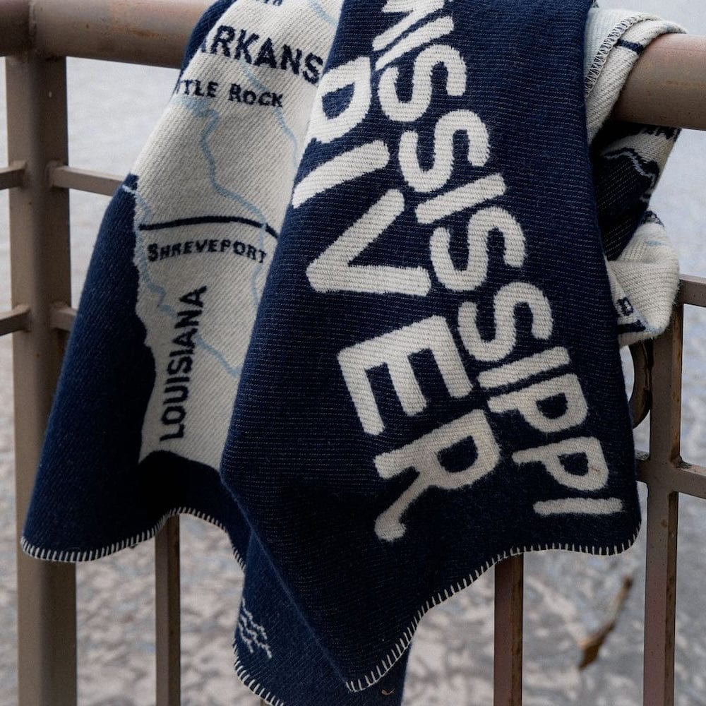 Mississippi River Wool Throw active Current Dry clean or hand wash Full Price Lakes & Maps