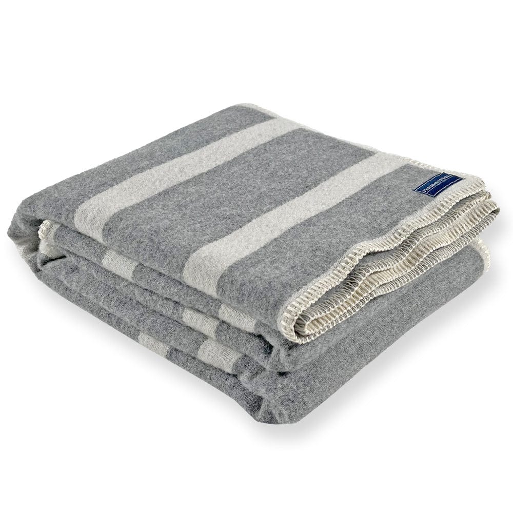 Factory Second Reversible Framed Stripe Wool Throw - Heather Gray active Dry clean or hand wash Factory Second Reversible Framed Wool Throw