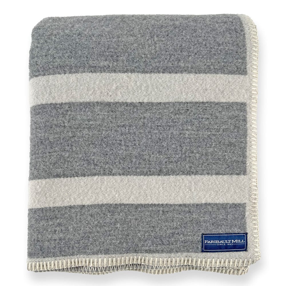 Reversible Framed Stripe Wool Throw - Heather Gray active Current Dry clean or hand wash Full Price group-gallery New Lower Price Reversible Framed Stripe Wool Throw Stripes