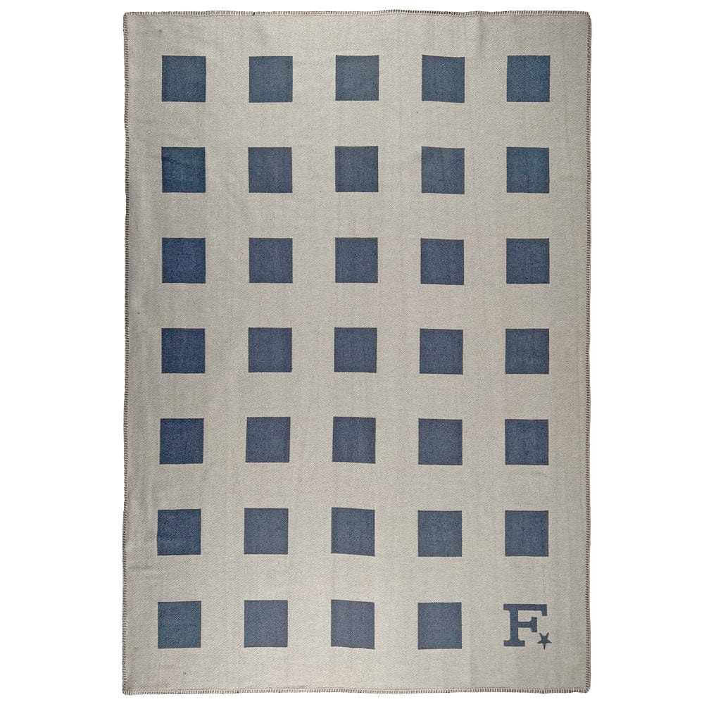 Limited Edition Reversible Squares Cotton Throw Beige active machine washable