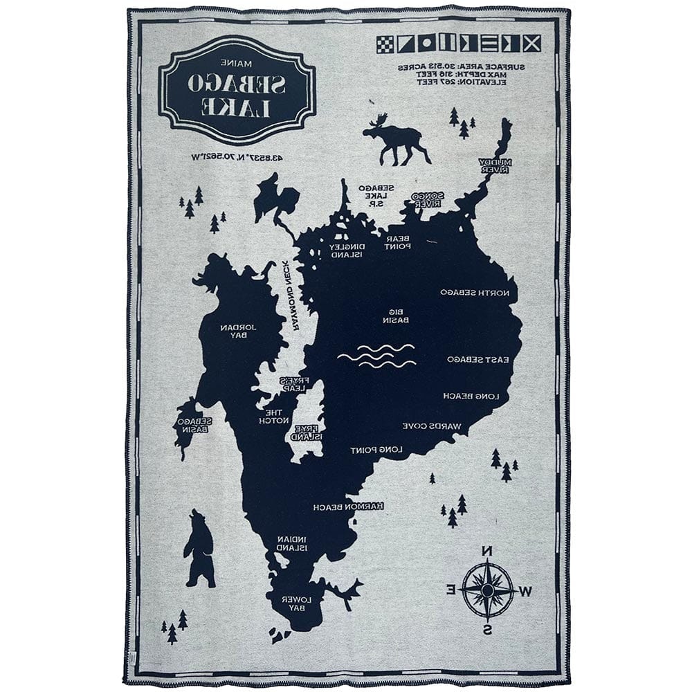 Sebago Lake Map Wool Throw Blanket active Current Dry clean or hand wash Lakes & Maps Sale