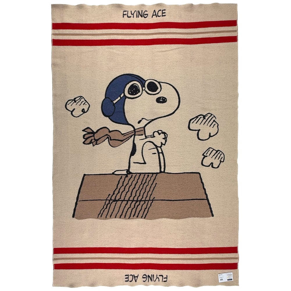 Factory Second Snoopy Flying Ace Wool Throw Blanket 42" x 65" active Dry clean or hand wash Factory Second Peanuts Wool Throw Peanuts