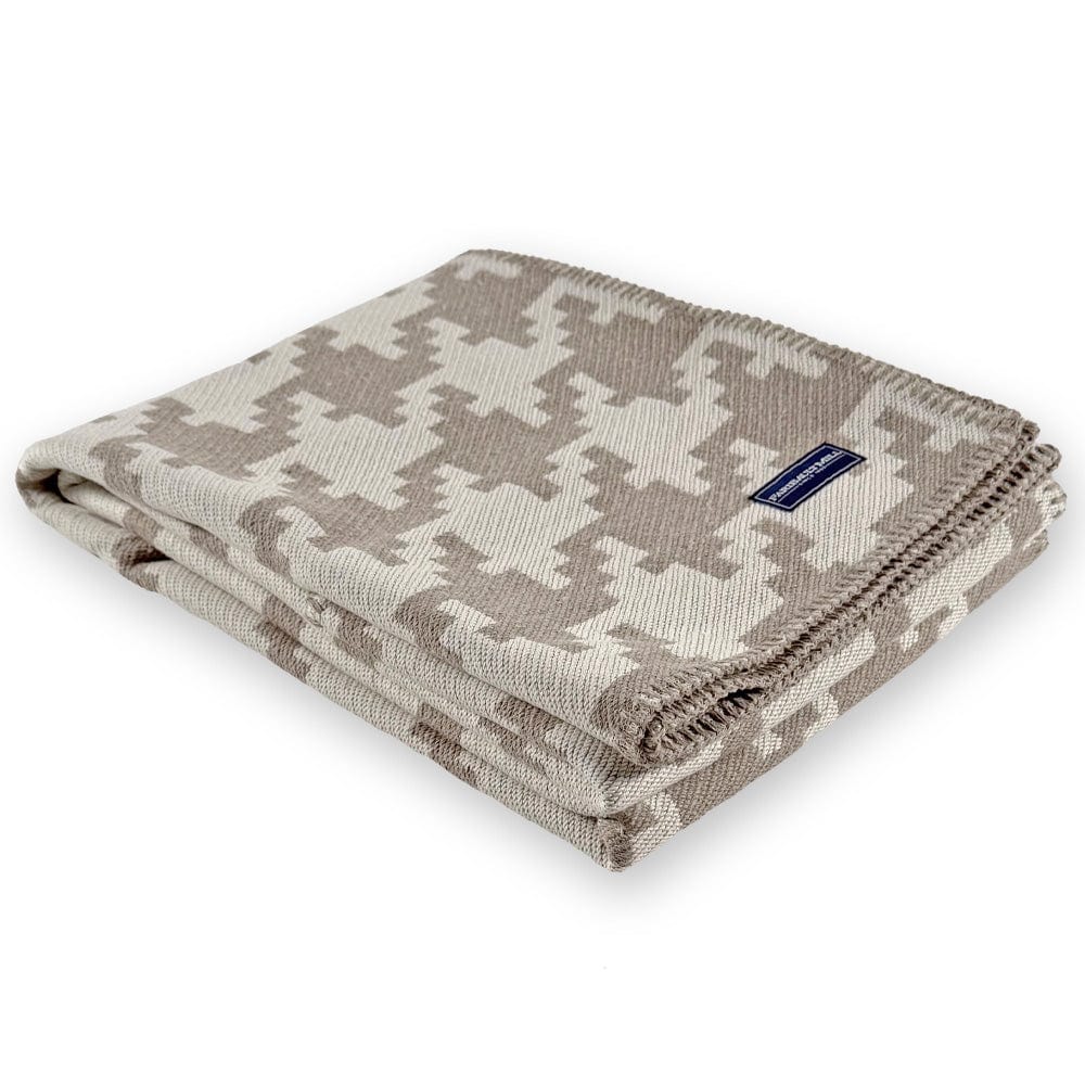 Limited Edition Houndstooth Cotton Throw Tan active Lakes & Maps machine washable