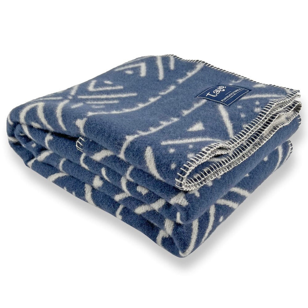 Tayo Onadein Kuba Wool Throw Blanket - Blue active Artist Collection Current Dry clean or hand wash Full Price Tayo Onadein Wool Throw