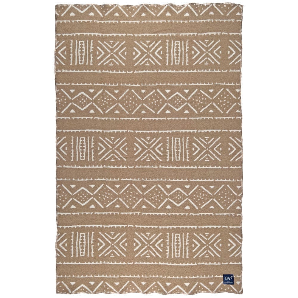 Tayo Onadein Kuba Wool Throw Blanket - Tan 48" x 68" active Artist Collection Current Dry clean or hand wash Full Price Tayo Onadein Wool Throw