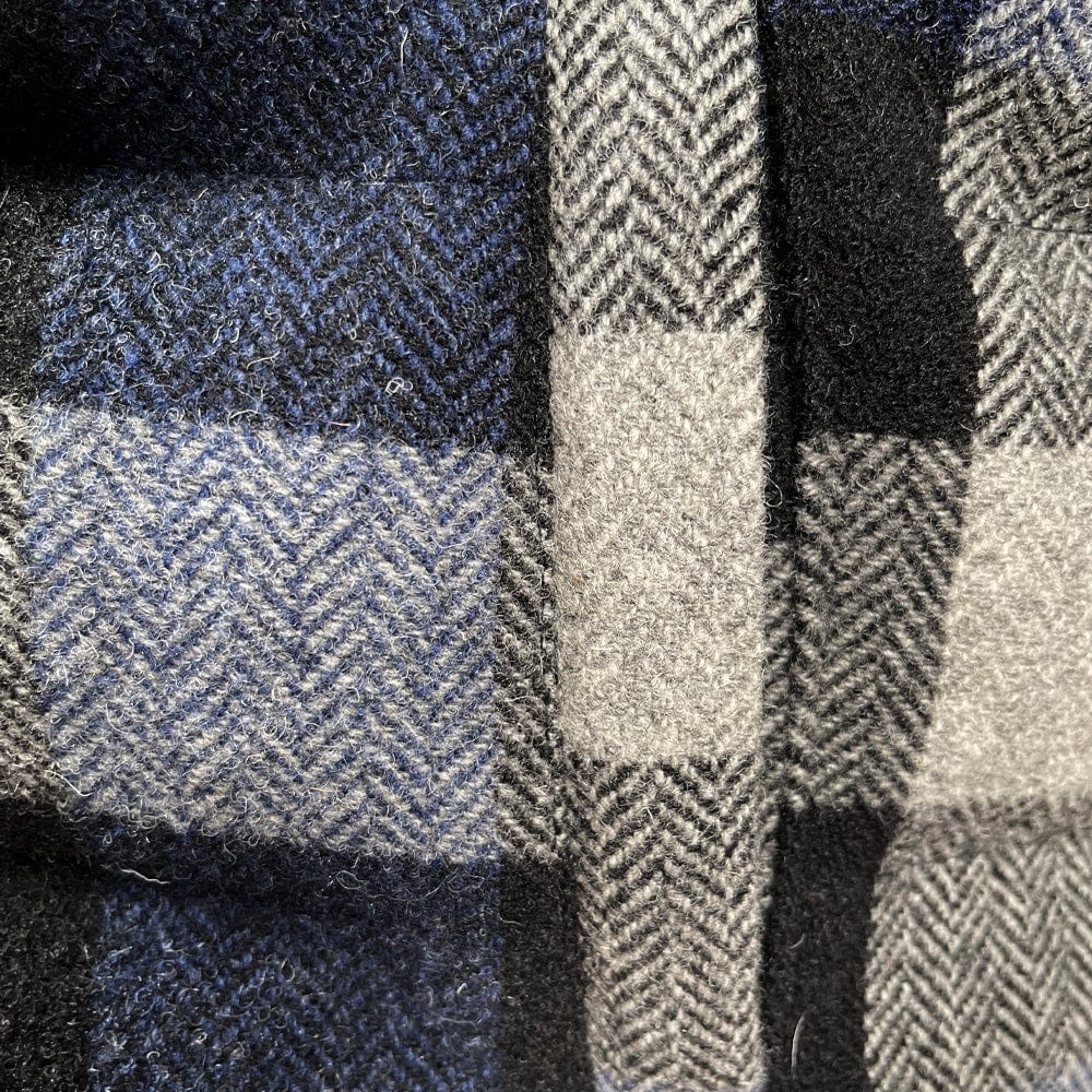 Tri-Color Buffalo Check Puffer Vest- Navy/Gray active dry clean only