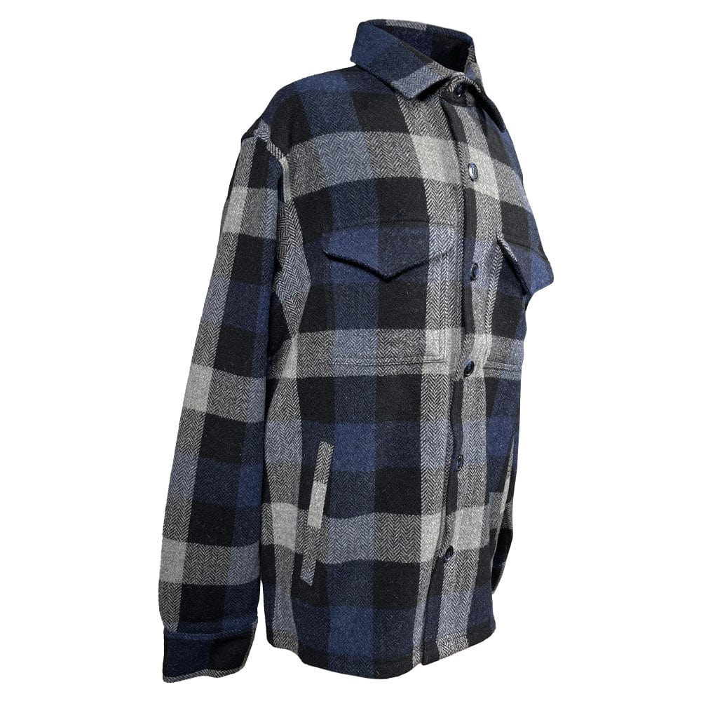 Tri-Color Buffalo Check Shirt Jacket - Navy/Gray active dry clean only