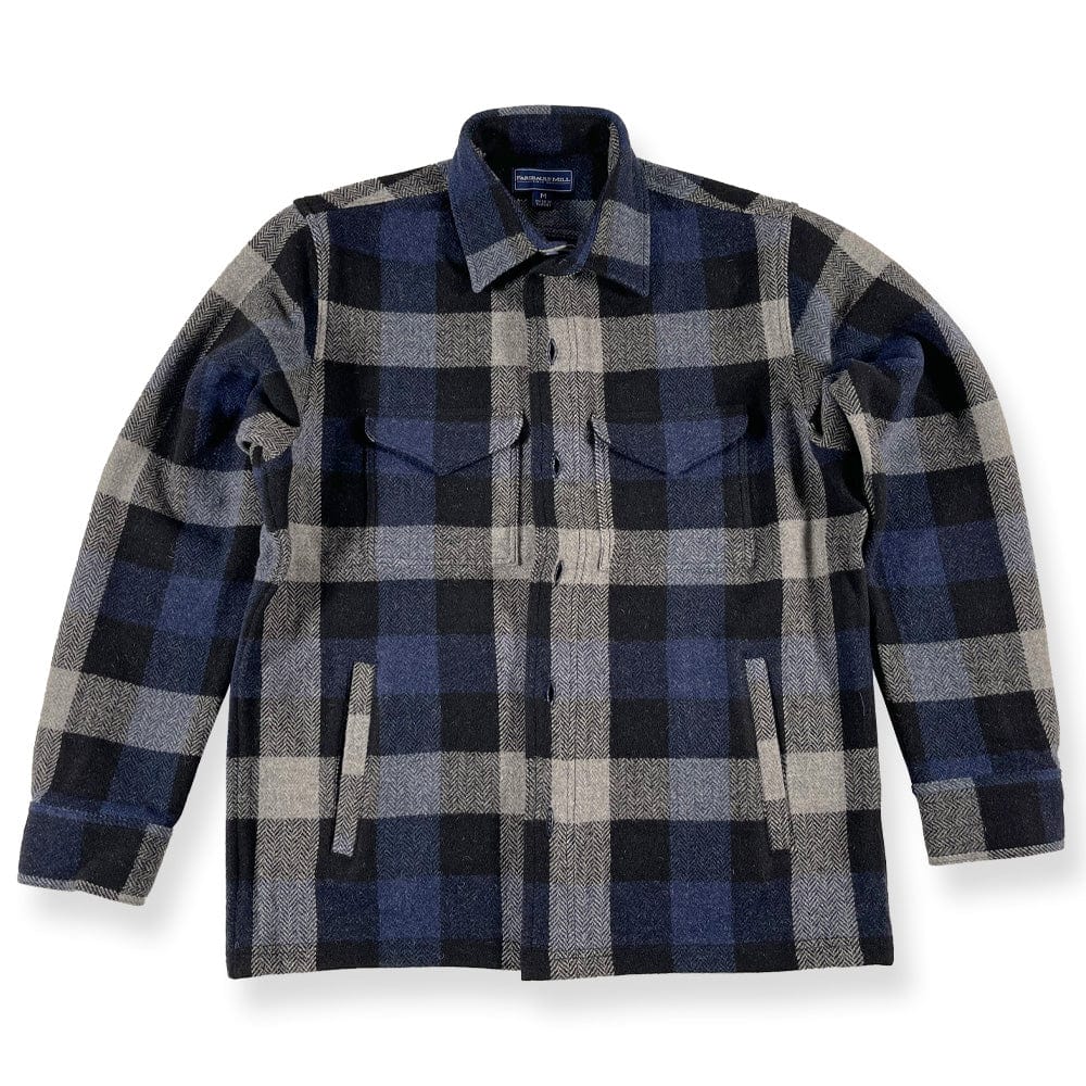 Tri-Color Buffalo Check Shirt Jacket - Navy/Gray Rust Navy active dry clean only