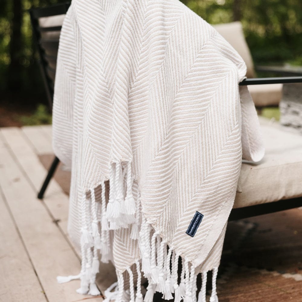Monhegan Cotton Throw With Fringe active All Throws Best Seller Cotton Throws Current Full Price FWM group-gallery Herringbone Collection Herringbone Throw machine washable personalization Regular Priced Throws