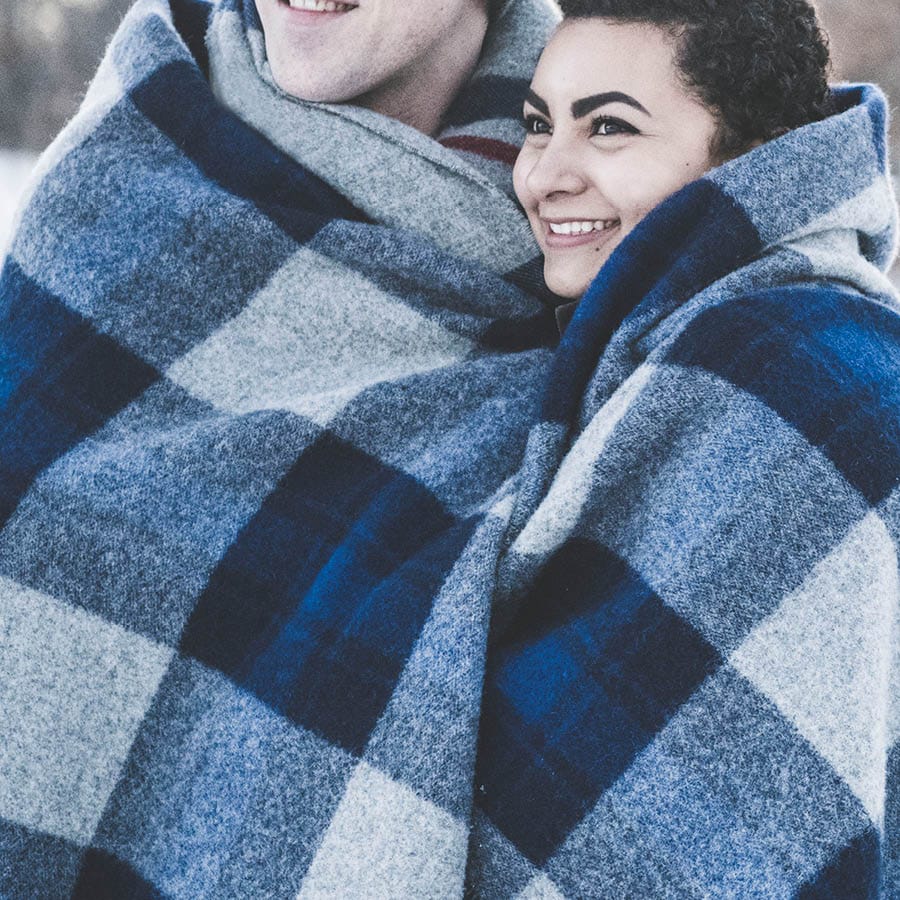 Buffalo Check Wool Throw Blanket - White