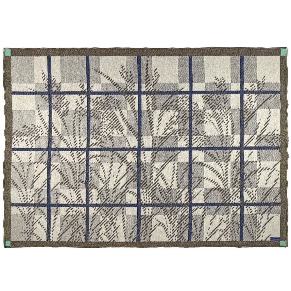 Window Pane Wild Rice Wool Throw Green Gray active Current Dry clean or hand wash group-gallery Stripes