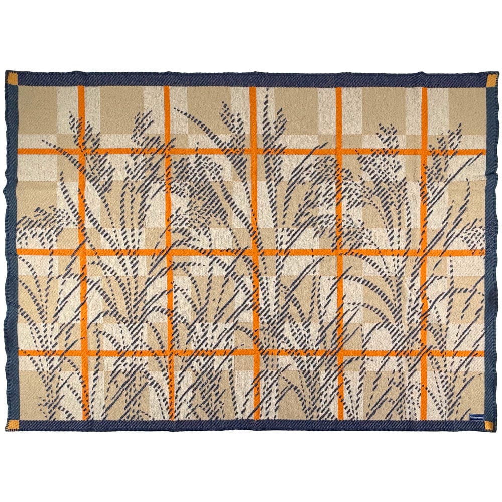 Window Pane Wild Rice Wool Throw Blue Orange active Current Dry clean or hand wash group-gallery Stripes