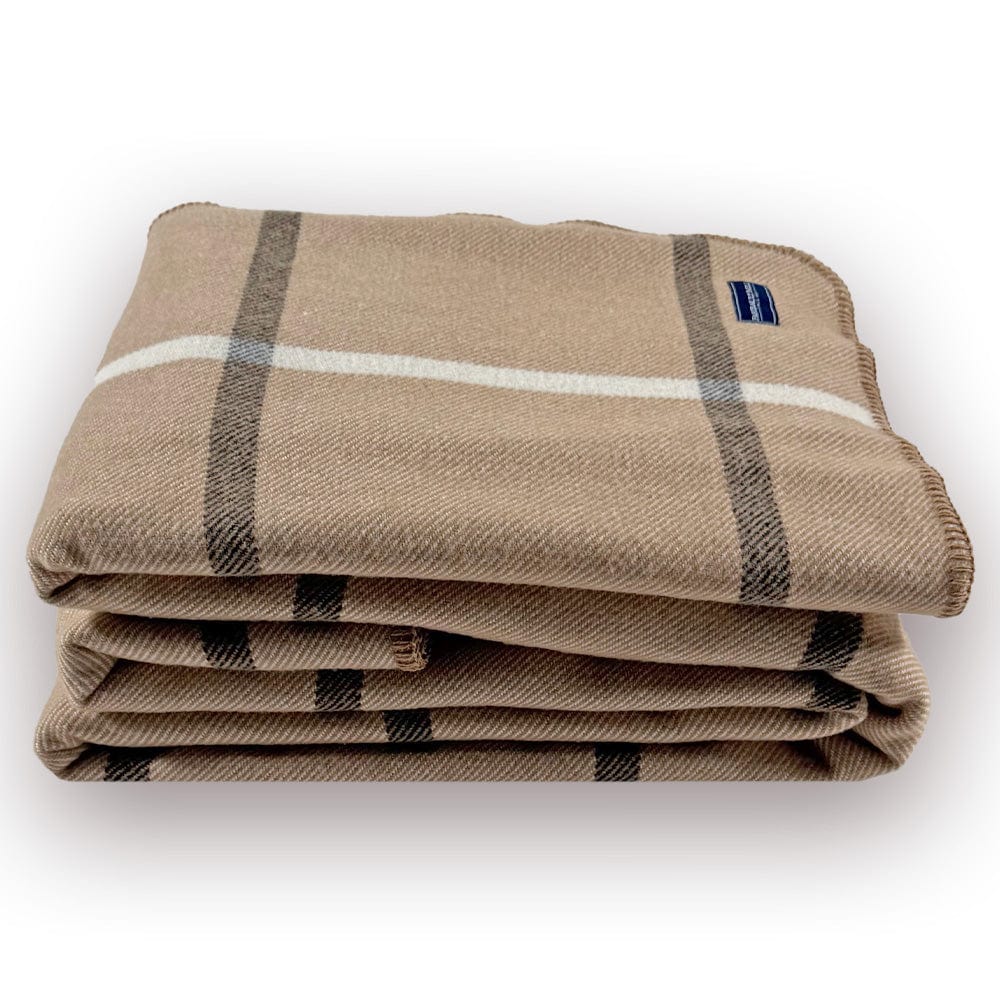 Windowpane Plaid Wool Blanket - Beige active Current Full Price group-gallery King Patterns & Plaids Queen Sale Windowpane Plaid Wool Blanket