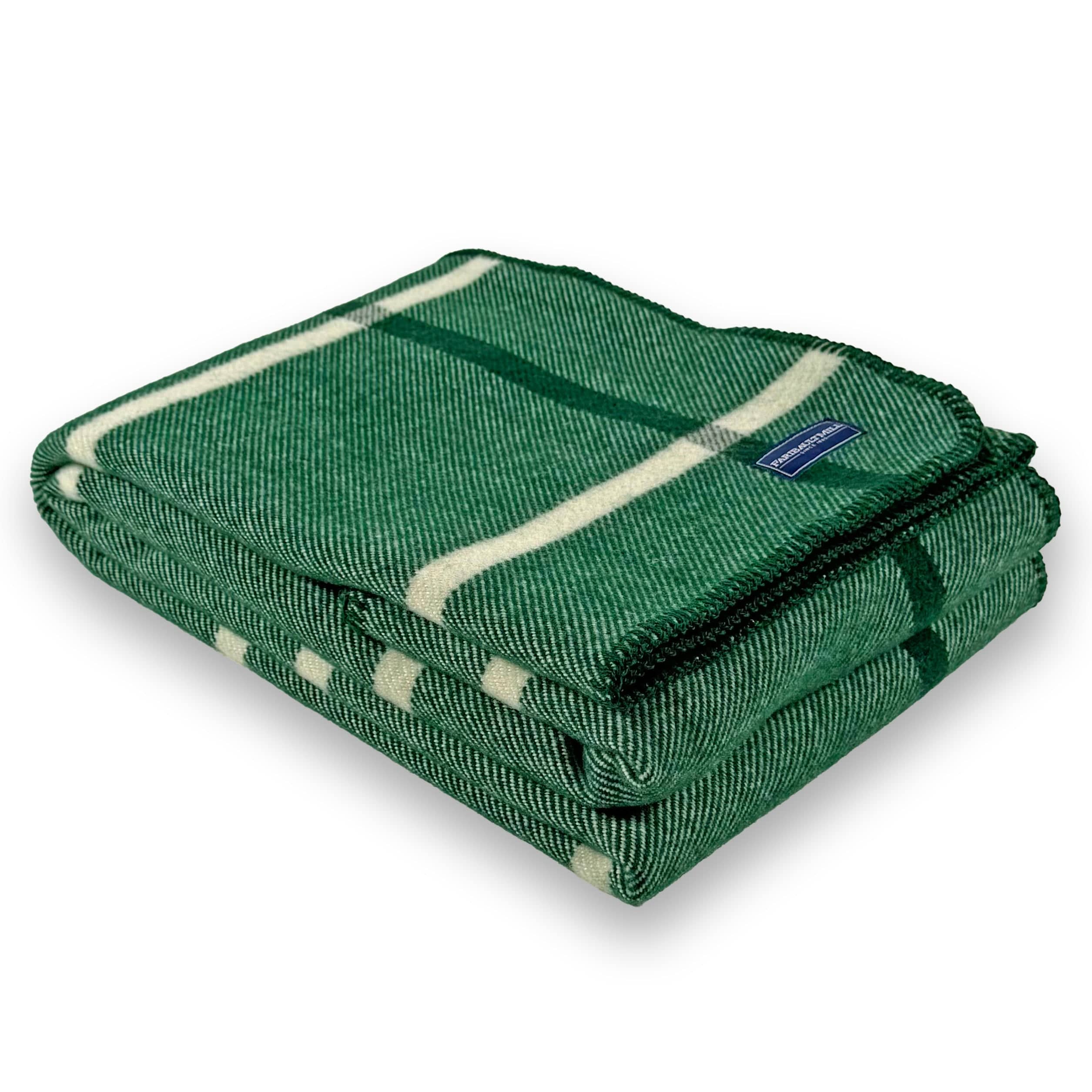 Windowpane Plaid Wool Throw Forest Green