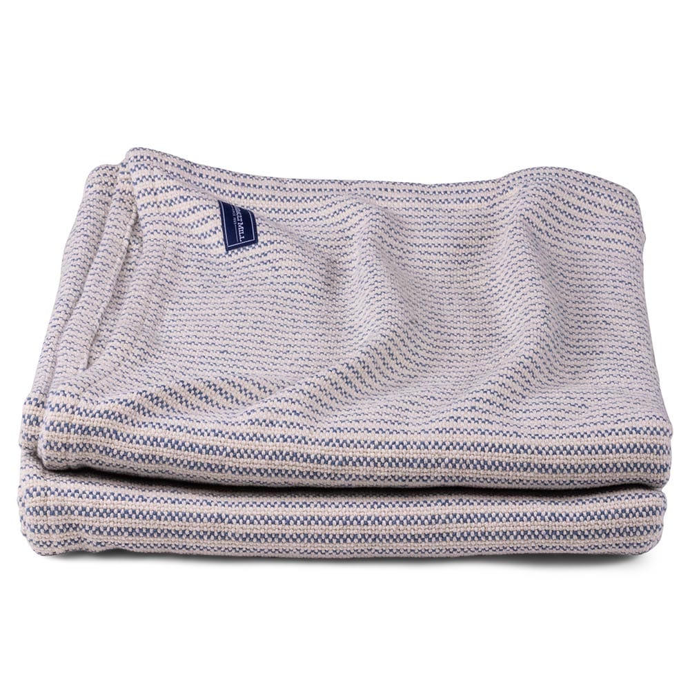 Winslow Cotton Blanket - French Blue active Current Full group-gallery King machine washable personalization Queen Stripes Twin Winslow Cotton Blanket