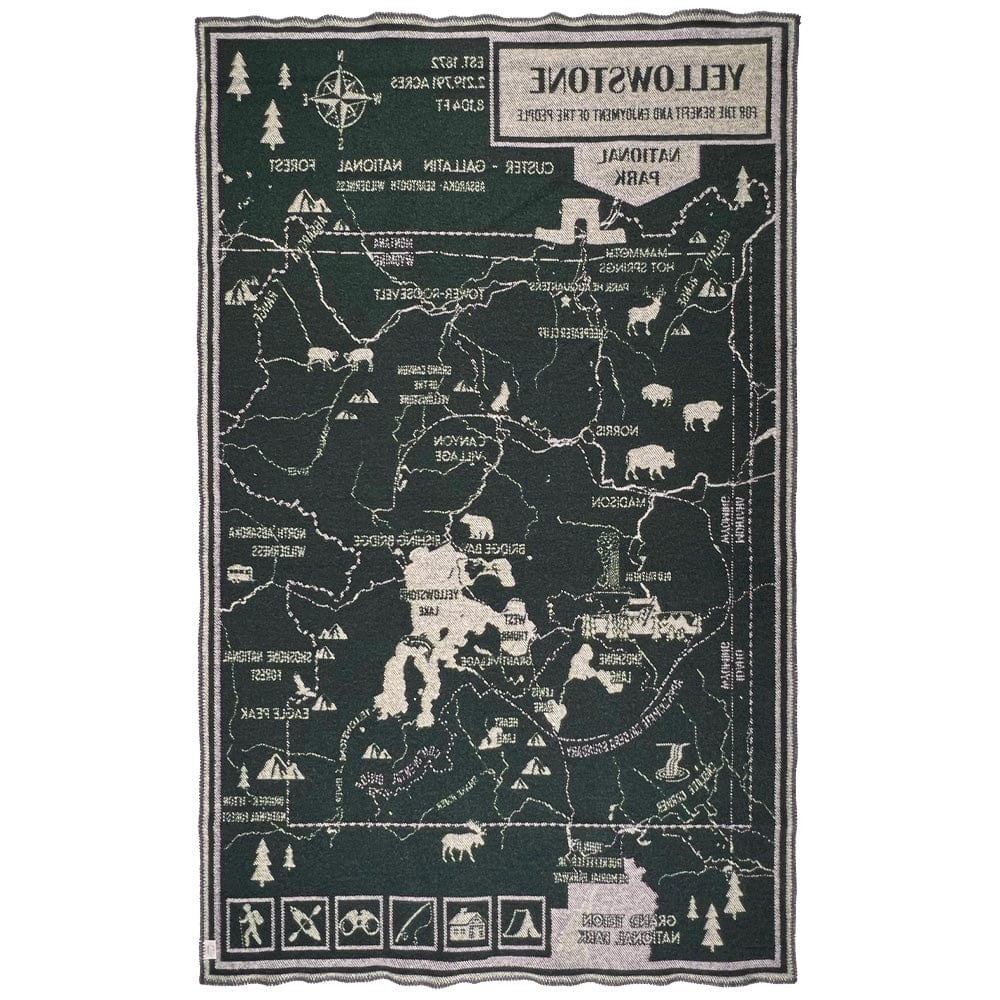 Yellowstone National Park Map Wool Throw active Current Dry clean or hand wash Full Price