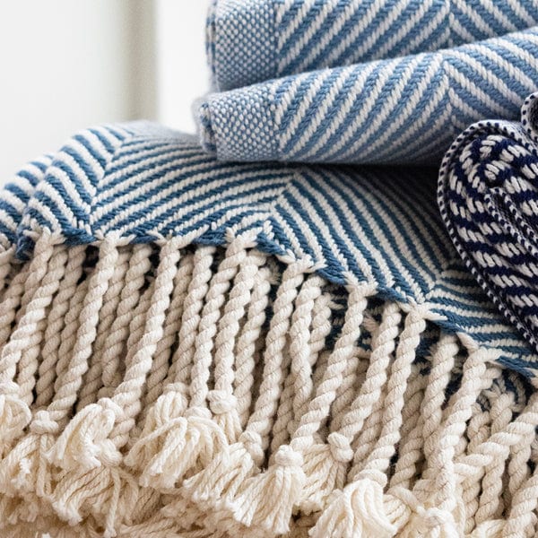 Monhegan Cotton Throw With Fringe active All Throws Best Seller Cotton Throws Current Full Price FWM group-gallery Herringbone Collection Herringbone Throw machine washable personalization Regular Priced Throws