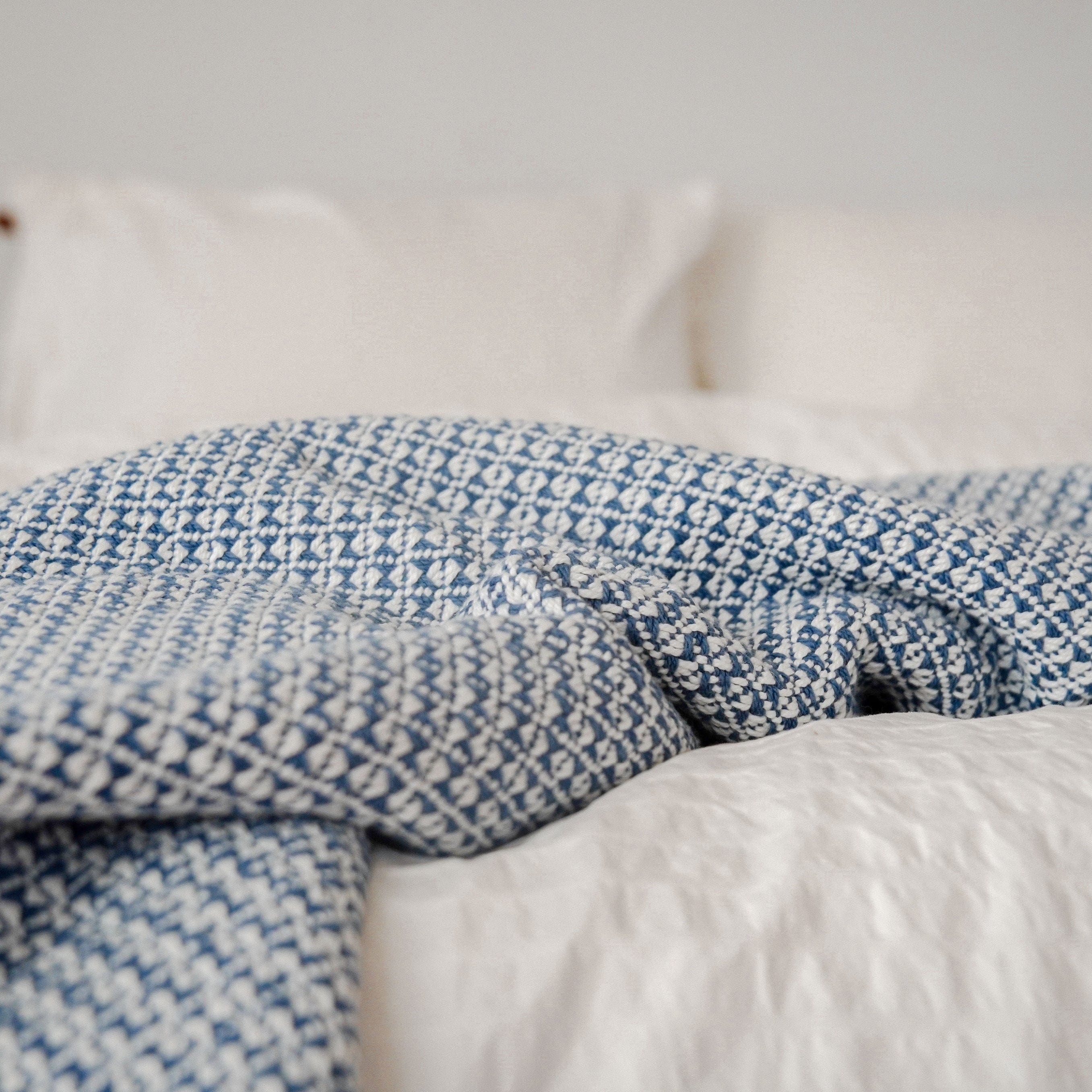 Bar Harbor Cotton Blanket - Indigo active Bar Harbor Cotton Blanket Current Full group-gallery King machine washable Queen Solids Twin