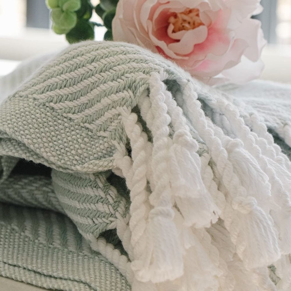 Brahms Mount Monhegan Cotton Throw With Fringe