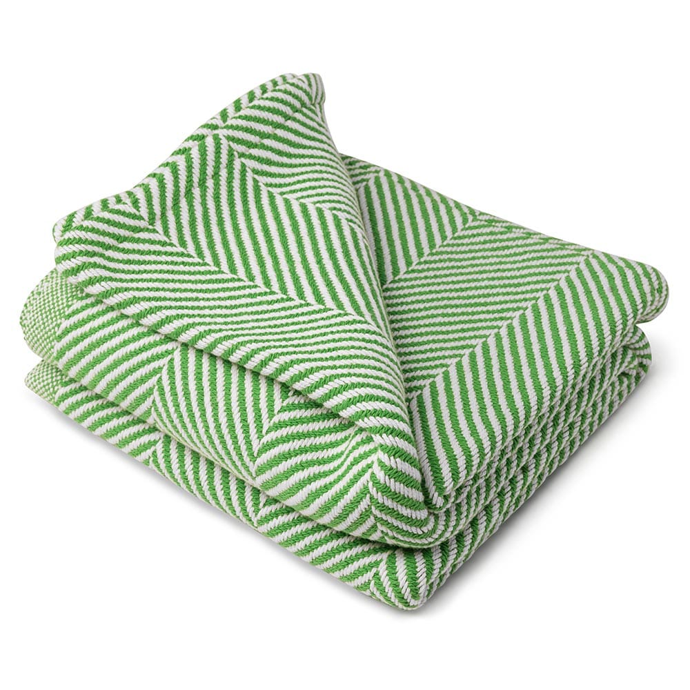 Brahms Mount Sugar Snap/Soft White Monhegan Cotton Throw Without Fringe - Sugar Snap