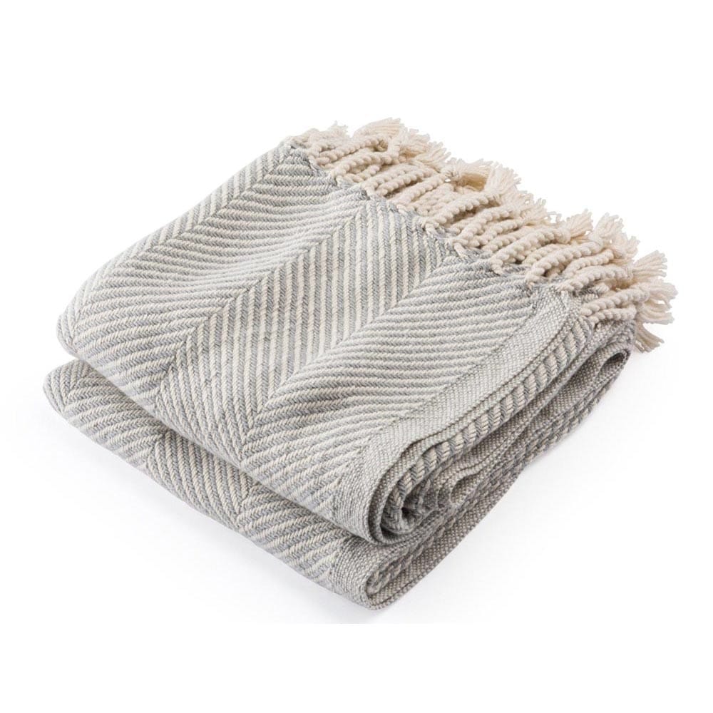 Monhegan Cotton Throw With Fringe - Gray Heather Gray Heather active All Throws Best Seller Cotton Throws FWM Herringbone Collection Herringbone Throw machine washable Throws