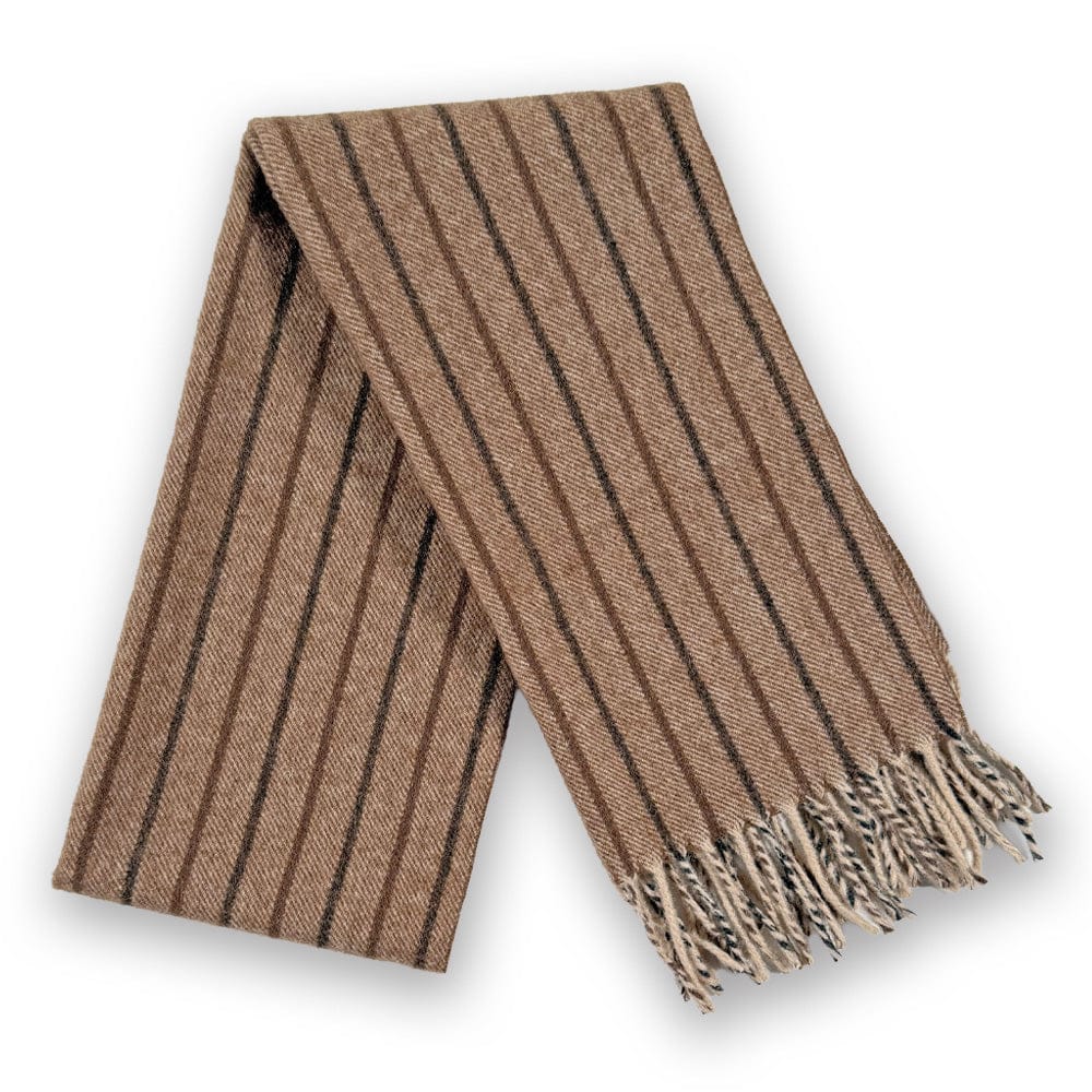 Faribault Mill 12" x 60" Camel Hair Scarf - Brown Stripe