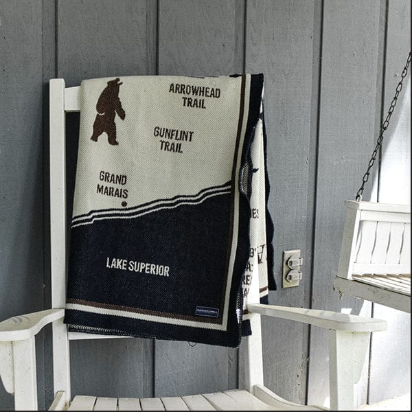 Faribault Mill 42" x 65" BWCA Map Wool Throw Blanket