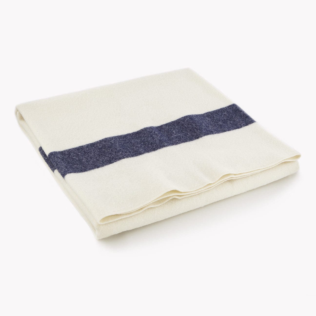 Faribault Mill 45" x 45" Classic Natural Wool Baby Blanket - Navy Stripe