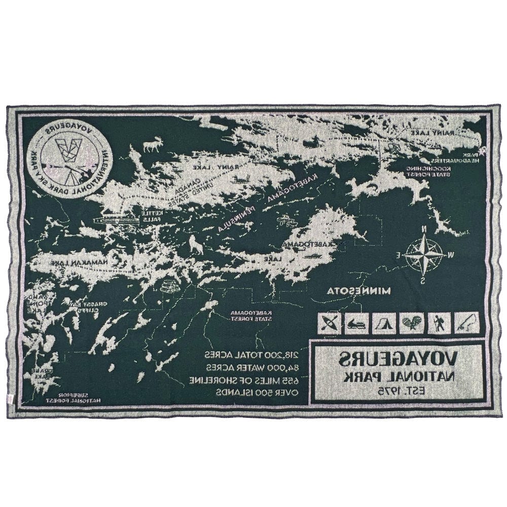 Faribault Mill 48" x 72" Voyageurs National Park Map Wool Throw