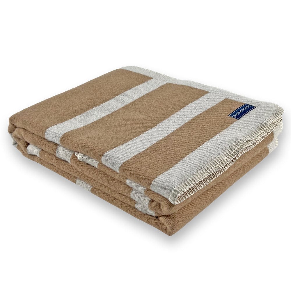 Faribault Mill 50" x 72" Reversible Framed Stripe Wool Throw - Heritage Beige