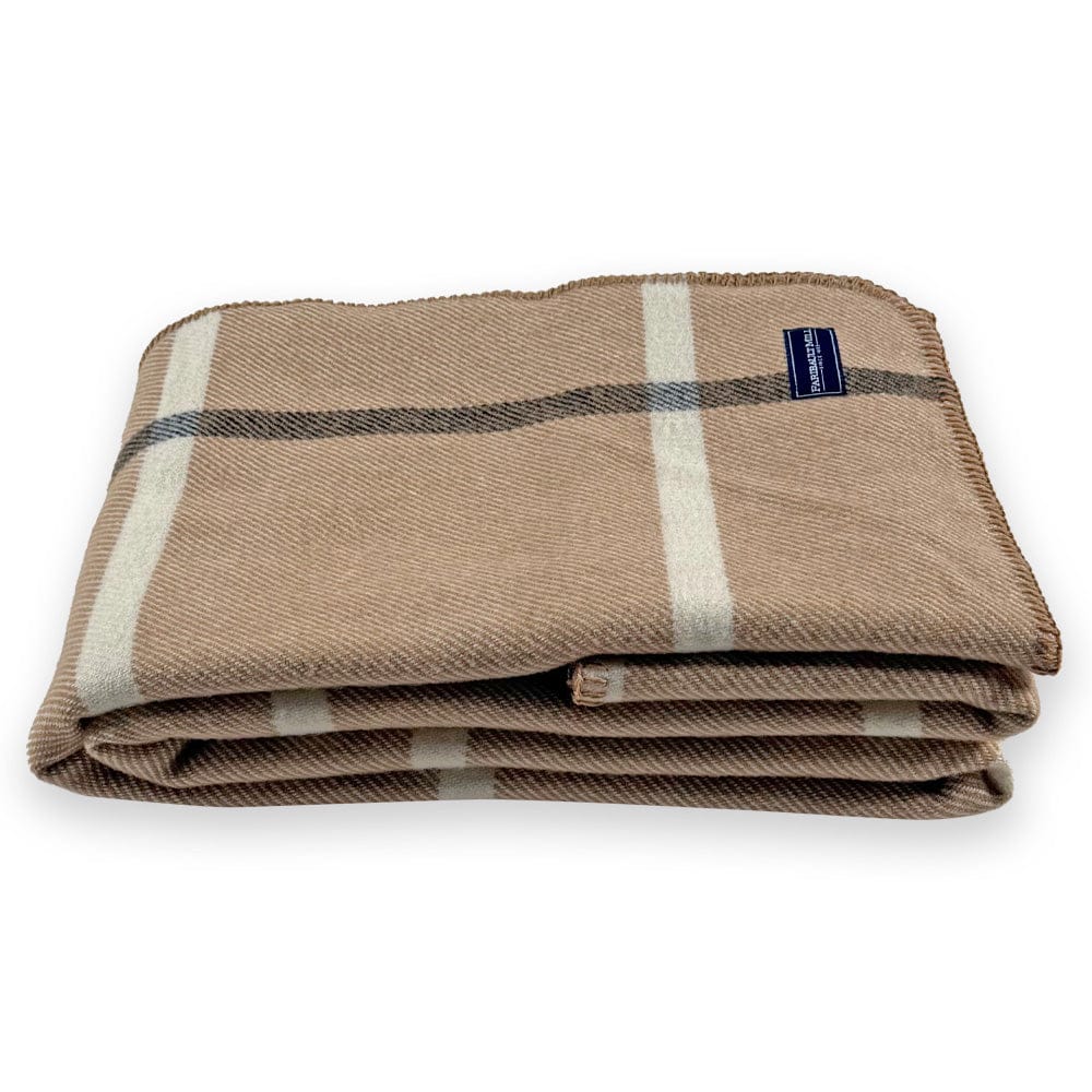 Faribault Mill 50" x 72" Windowpane Plaid Wool Throw - Beige
