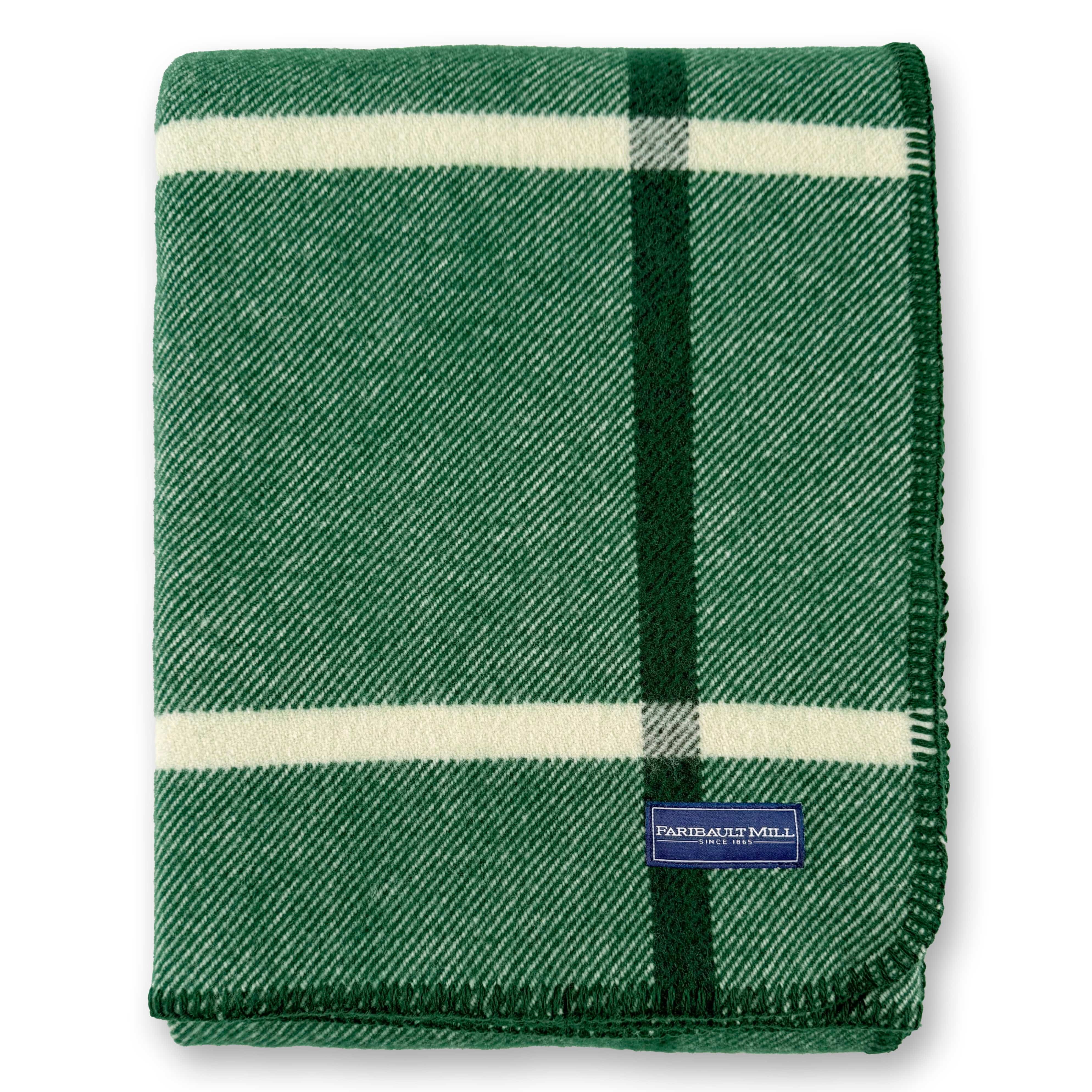 Faribault Mill 50" x 72" Windowpane Plaid Wool Throw - Forest Green