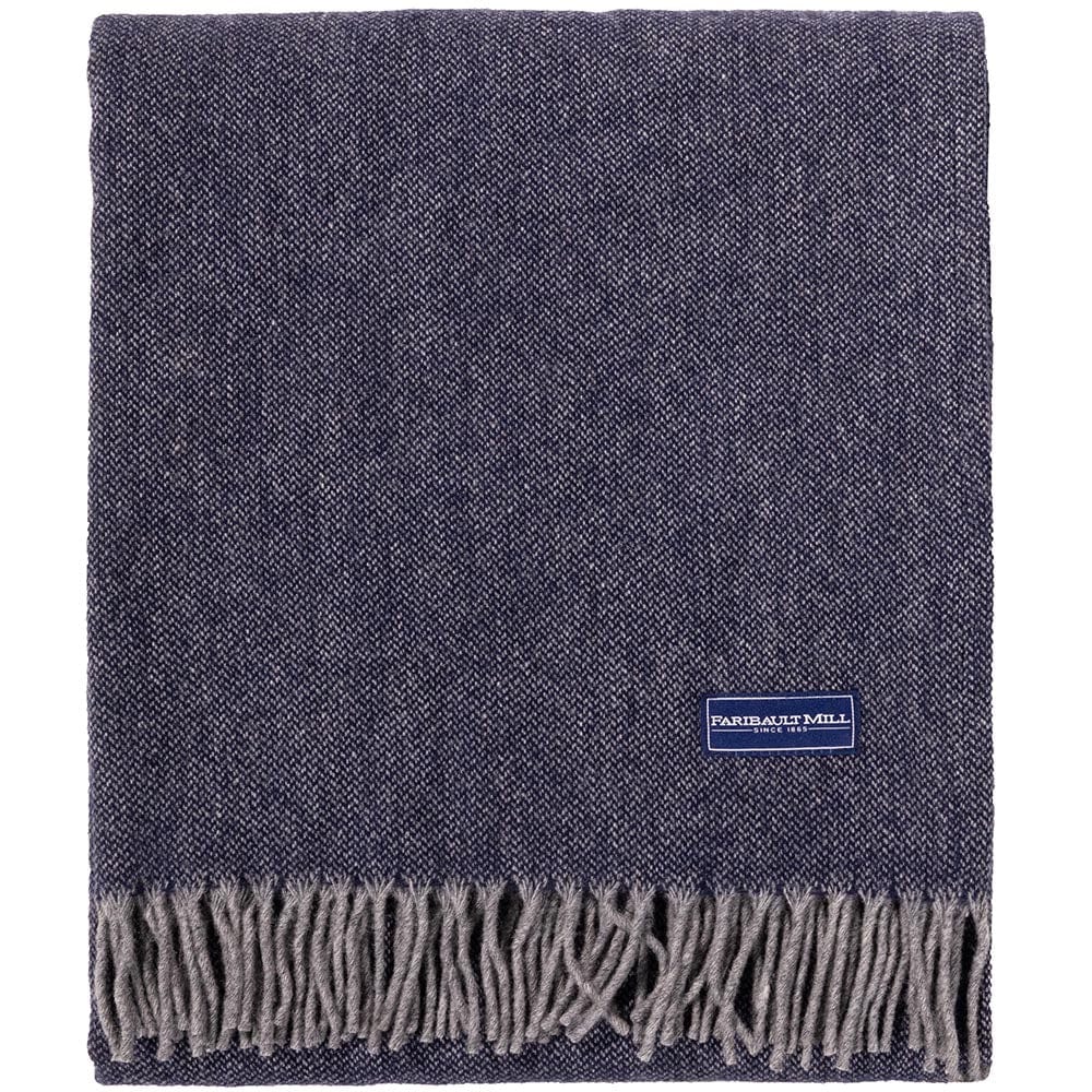 Factory Second Ashby Twill Wool Throw Navy