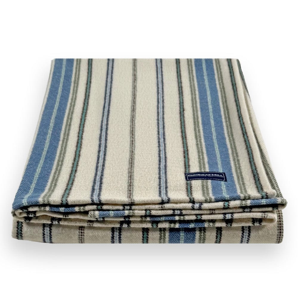 Faribault Mill Baja Stripe Lightweight Wool Blanket - Natural