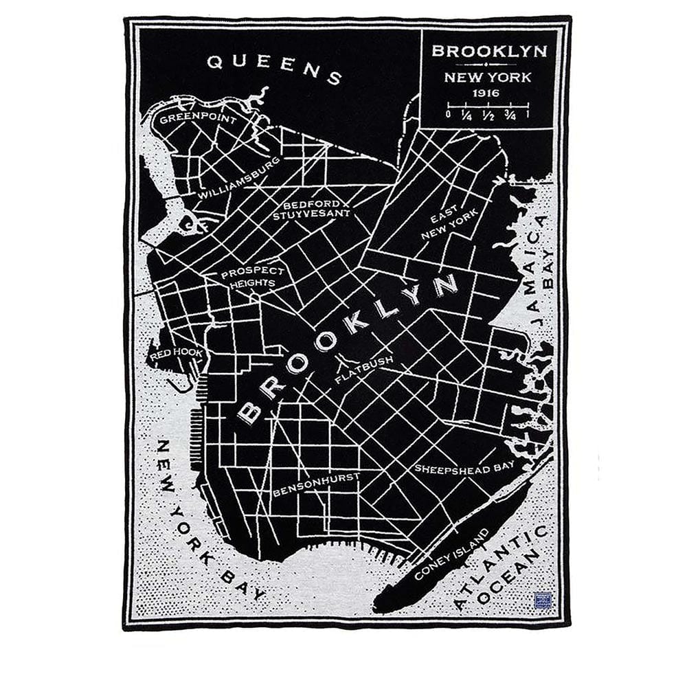 Factory Second Brooklyn Map Wool Throw Brooklyn active Dry clean or hand wash Lakes & Maps