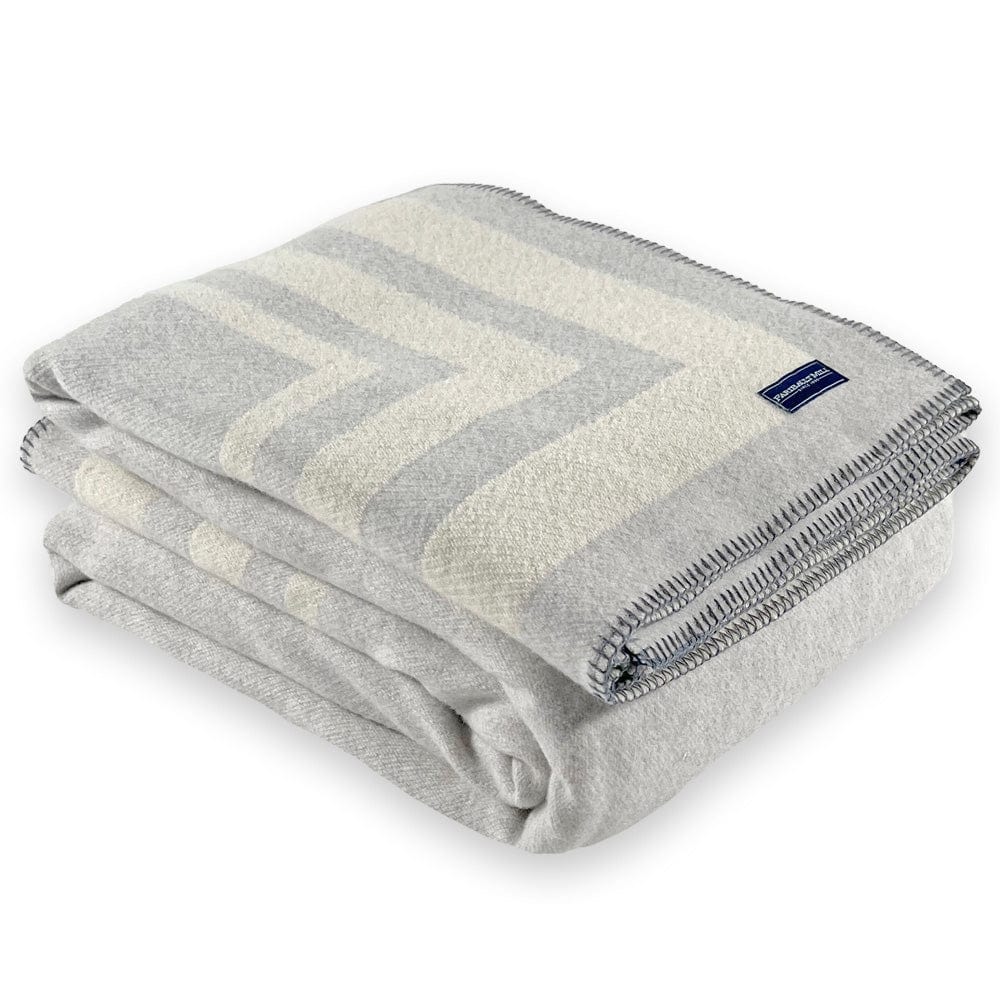 Faribault Mill Gray/Natural / Twin Framed Stripe Wool Blanket