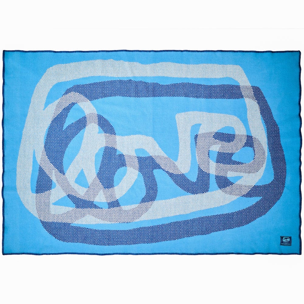 Faribault Mill Herringbone Blue Alexandra Grant LOVE™ Wool Throw Blanket