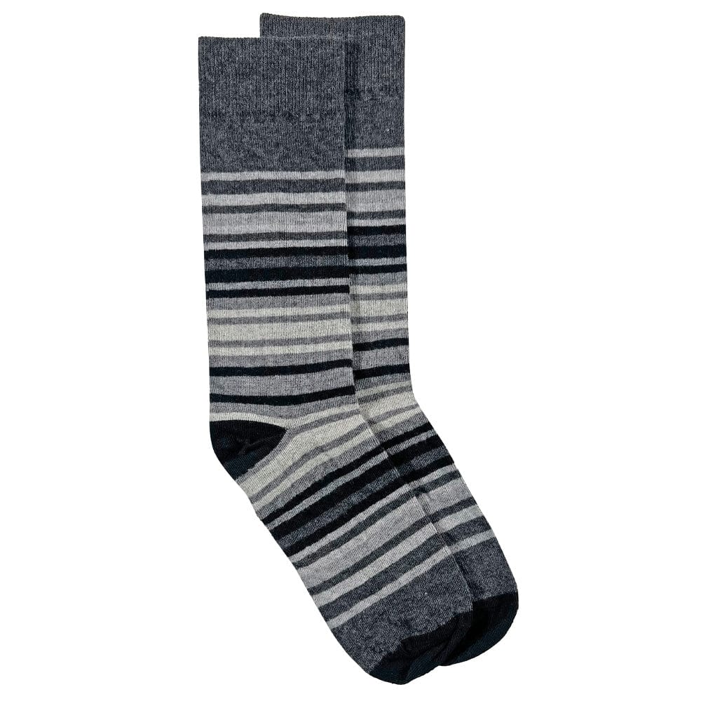 Faribault Mill Medium Festival Stripe Wool Sock - Charcoal