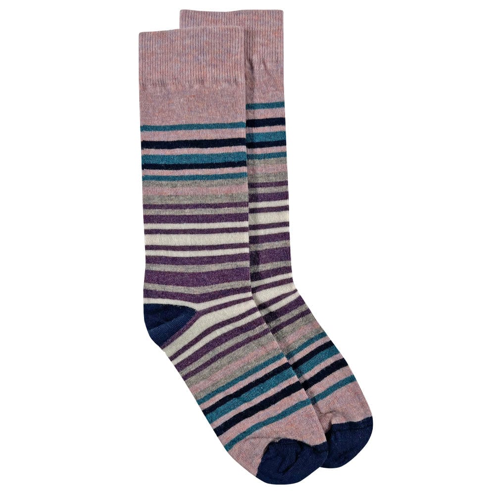 Faribault Mill Medium Festival Stripe Wool Sock - Pink/Purple