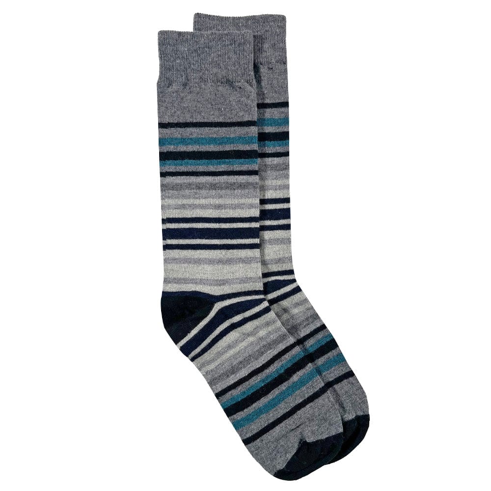 Faribault Mill Medium Festival Stripe Wool Sock - Teal