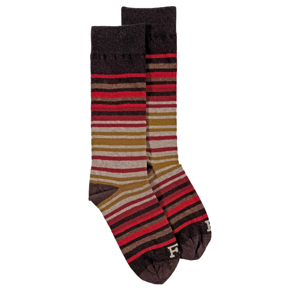 Faribault Mill Medium Festival Stripe Wool Socks - Burgundy