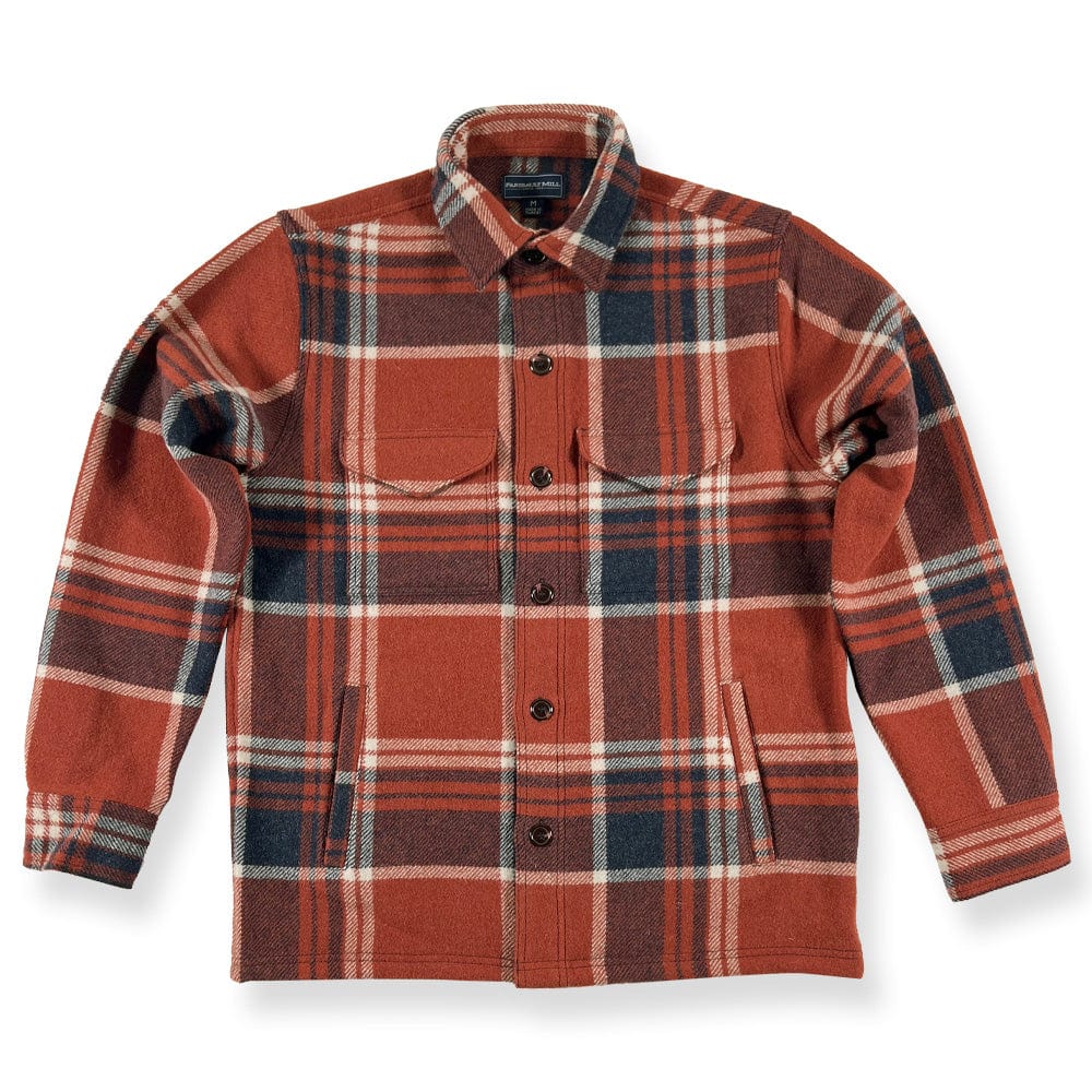 Faribault Mill Natural / Small Heritage Plaid Shirt Jacket - Rust/Navy