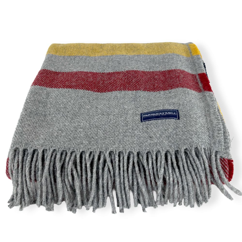 Faribault Mill One Size Frontier Wool Shawl - Gray